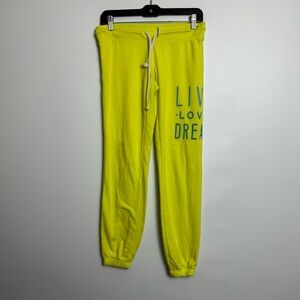 Aeropostale Neon Yellow Drawstring Sweatpants with White Cord